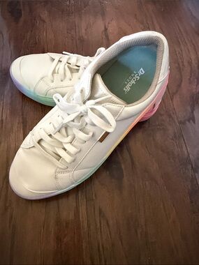 Dr. Scholl's White Women's Sneakers with Pastel Rainbow Accents